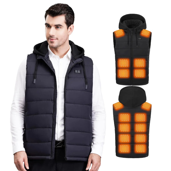 MOOKALO Heated Vest with Hood Electric Vest Heating Men Sport Lightweight Outdoor Heating Vest for Men without Battery Pack