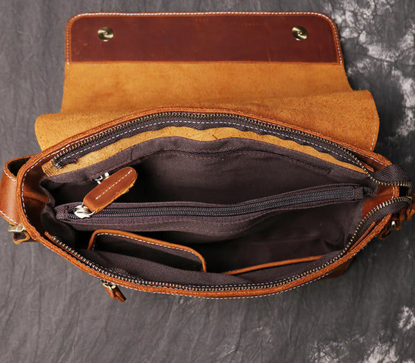 Vintage Handmade Men's Leather Crossbody Bag