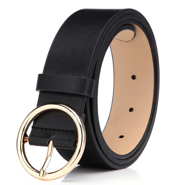 Round Belt Women's PU Leather with Pin Buckle
