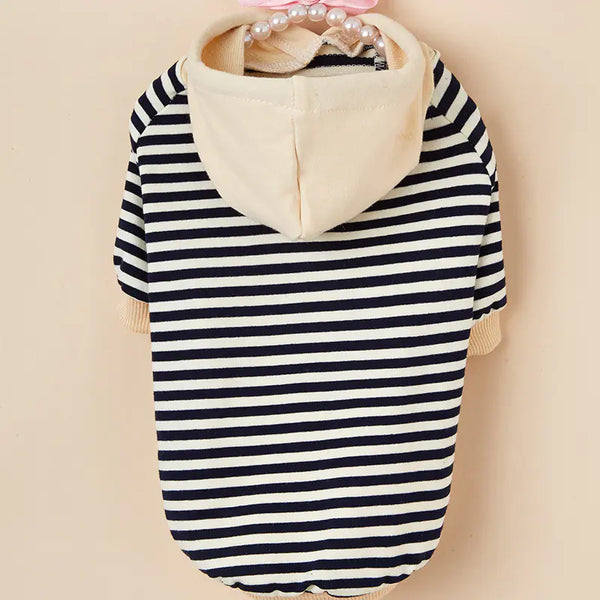 Hooded Striped Sweater for Dogs - Pet Fashion Wear