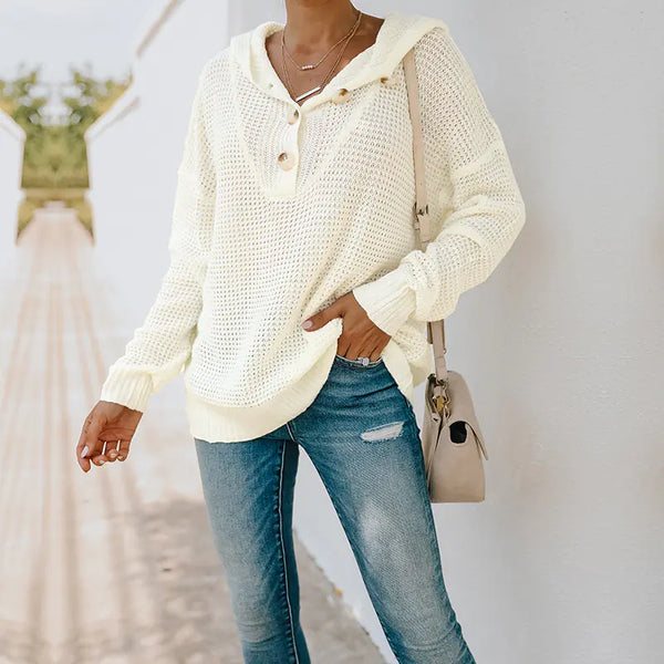 Women's V-neck Hooded Sweater T-shirt