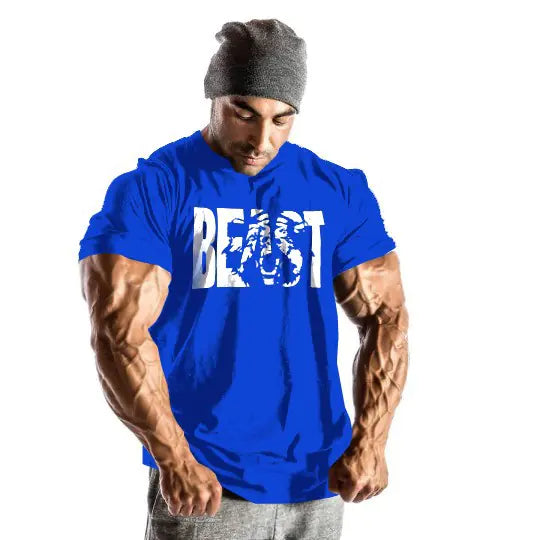 Cotton Short Sleeve Fitness Beast Men's T-Shirt