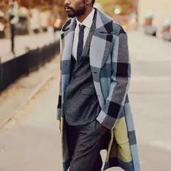 Men's Casual Loose Plaid Lapel Coat Jacket