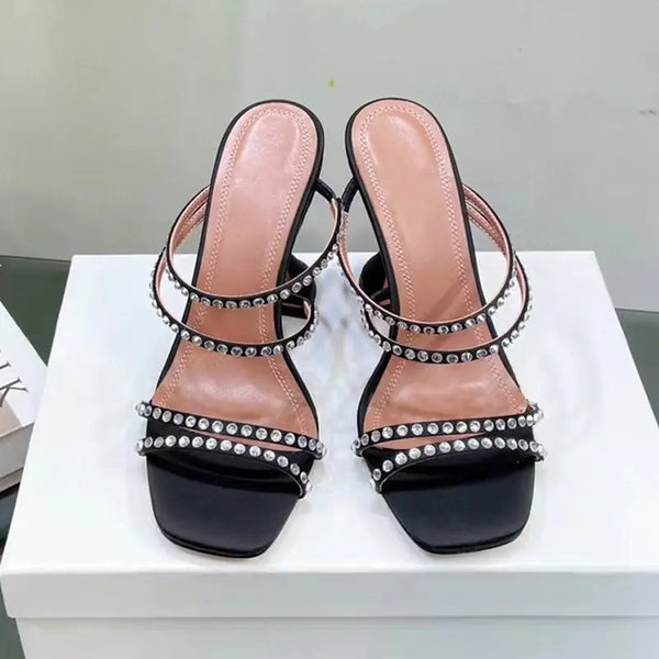 New Women's Rhinestone Leather Sandals