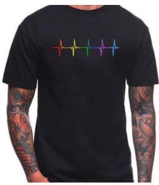 Colorful ECG Heartbeat Cotton T-Shirt