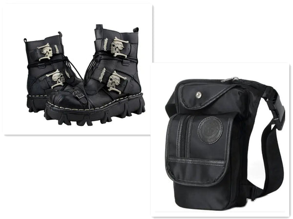 Men's Martin Boots with Leg Bag