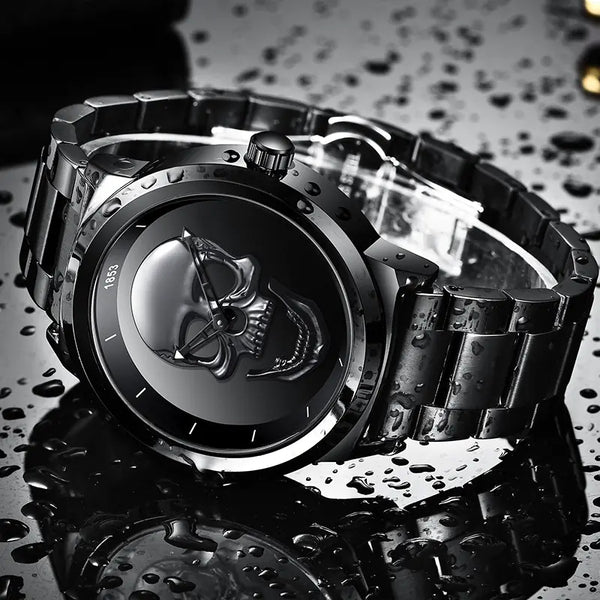 LIGE 3D Skull Watch for Men