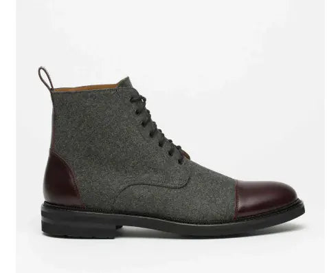 Round Toe Lace-up Low Ankle Boots