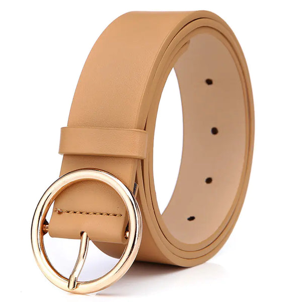 Round Belt Women's PU Leather with Pin Buckle
