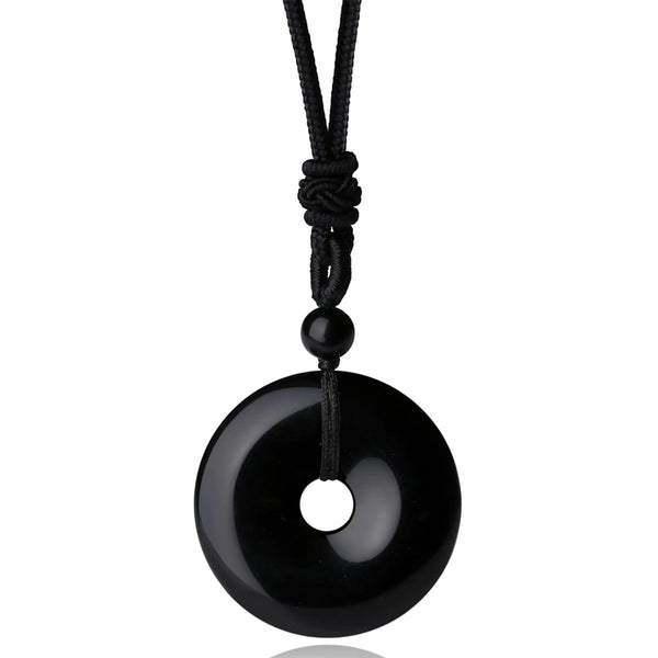 XIANNVXI Black Obsidian Crystal Necklace Adjustable Rope Natural Gemstone Pendant Necklaces Jewelry for Men Women