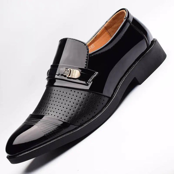 Men's Business Dress Hollow Leather Slip-On Shoes