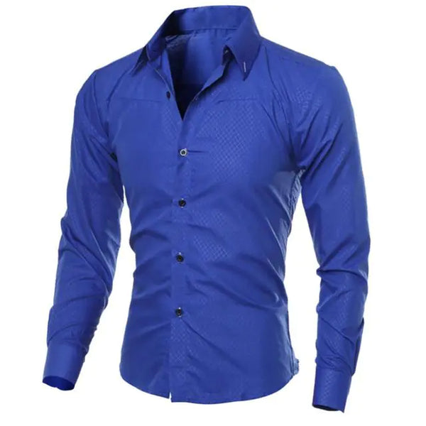Slim Fit Long Sleeve Cotton Shirt for Men - British Style