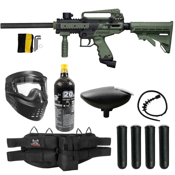 Maddog Tippmann Cronus Tactical Silver CO2 Paintball Gun Marker Starter Package - Black/Olive