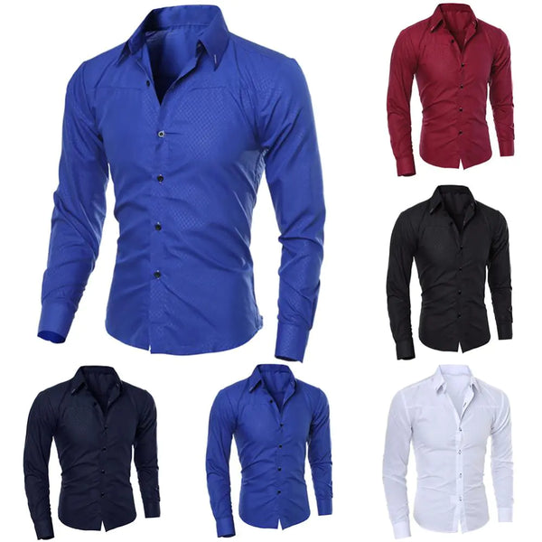 Slim Fit Long Sleeve Cotton Shirt for Men - British Style