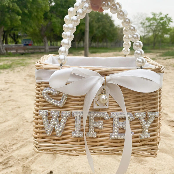 Pearl Chain Mermaid Flower Woven Basket Decor