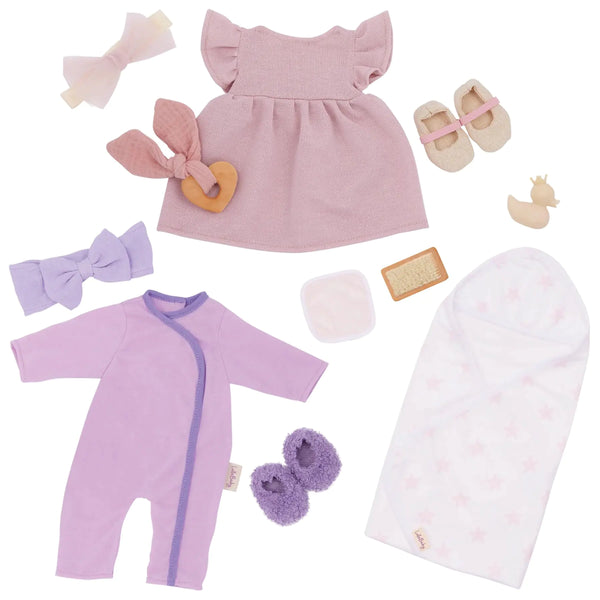 LullaBaby – 13-pc Fashion Set – Baby Doll Clothes – Pajama Dress & Bath Accessories – Imaginative Play – Toys For Kids Ages 2 & Up – Baby Doll Clothing Set