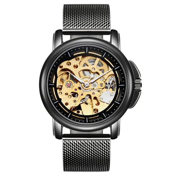 Waterproof Hollow Mechanical Men's Watch with Mesh Belt