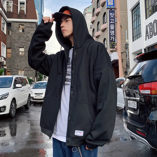 Men's Casual Hooded Jacket - Loose Baseball Coat