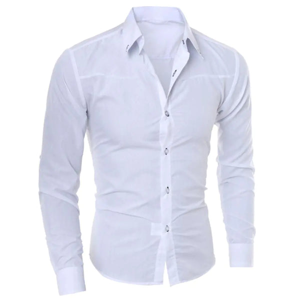Slim Fit Long Sleeve Cotton Shirt for Men - British Style