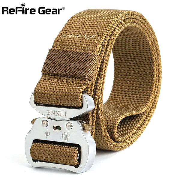 Tactical Men's Belt with Aluminum Buckle and Nylon Strap