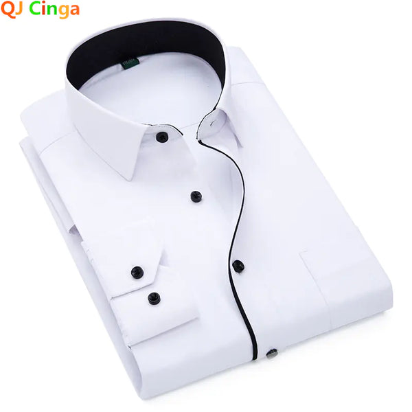 Black and White Patchwork Long Sleeve Shirt for Men