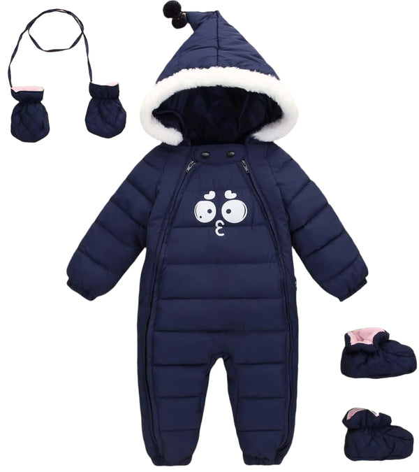 Ohrwurm baby coats 6-12 months boy Snowsuit with Hood Gloves childrens clothes winter coats size 18 mo (18-30 Months Dark Blue)