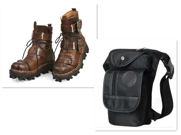 Men's Martin Boots with Leg Bag