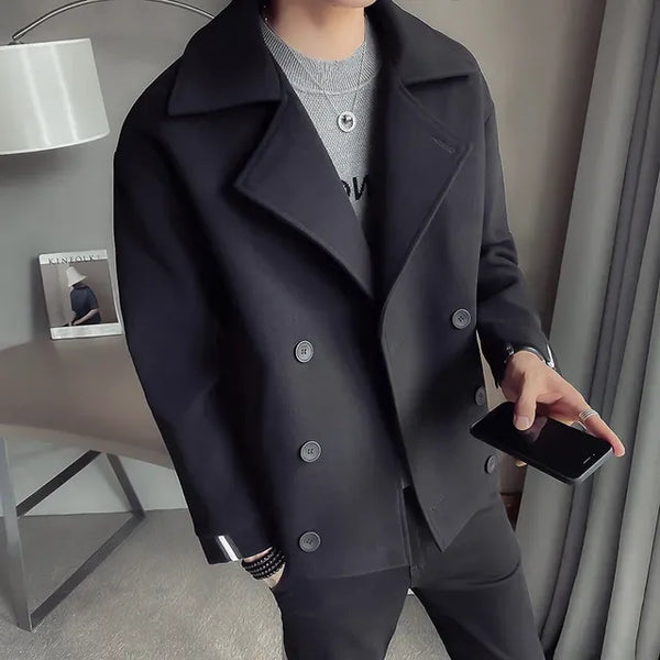 Men's Casual Warm Wool Trench Coat for Autumn/Winter